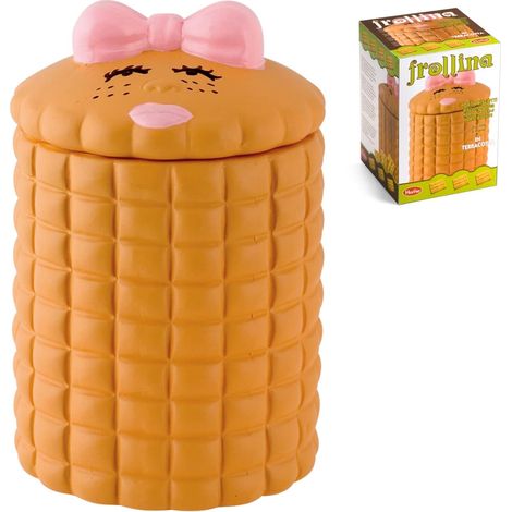 Home Biscottiera Frollina Contenitori Cucina Barattoli, Ceramica, Marrone/Rosa (1/2)
