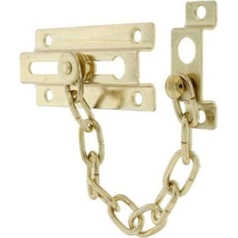 Protège-Porte À Chaîne - Finition Plaqué Laiton - Pour Porte Intérieure Extérieure - Acier - 1 Pièce (1/4)