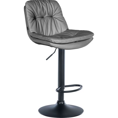 Sgabello alto x1 per cucina e bar con seduta in morbida similpelle grigia e struttura in metallo nero 100005702