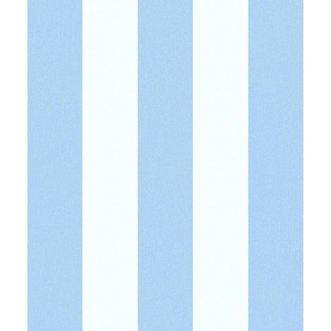 Papier peint à rayures bleu & blanc Tapisserie chambre bébé à rayures intissée Papier peint chambre enfant & garçon lavable