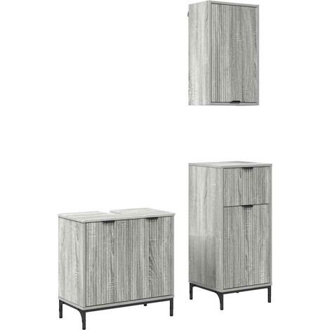 Juego de muebles de baño 3 pcs Gris sonoma Madera contrachapada vidaXL
