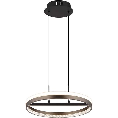 Hängelampe Pendellampe Esstischleuchte rund grau Kristalle klar CCT LED H 150 cm