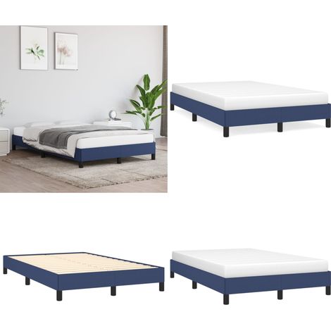 Bettgestell ohne Matratze Blau 120x190 cm Stoff - Bettrahmen - Doppelbett - Blau - Holzrahmen - Lattenrost - Home & Living (1/5)