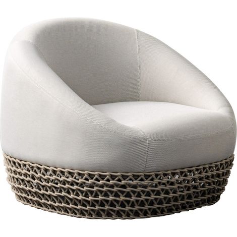 Poltrona da Giardino girevole in alluminio e corda - LOTUS - Colore: Beige