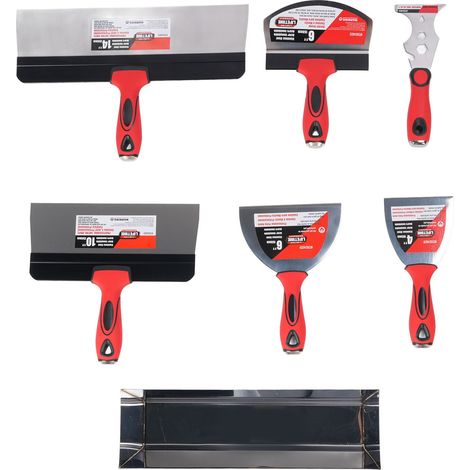 Kit outils finition placo 12in inox – Multifonction peinture réparation retrait papier peint, maçonnerie (1/5)
