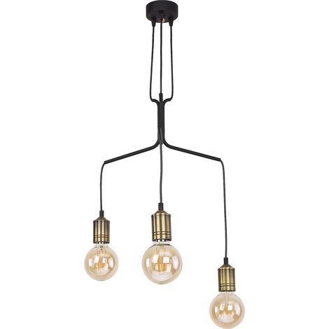 Lampadario loft nero ottone patinato 3xE27 Jupiter BORNEO