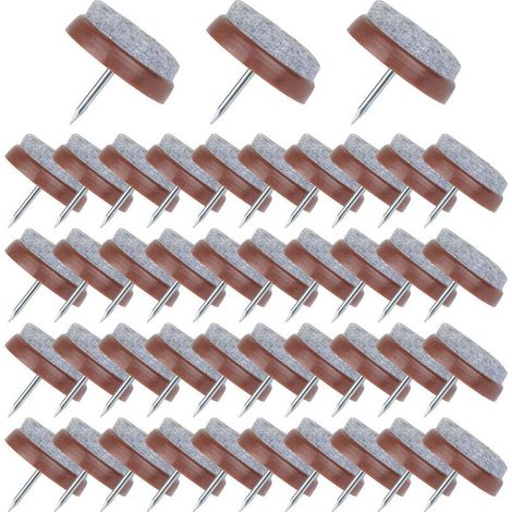 50 Pcs Patin Chaise a Clouer 24mm Tampon Chaise en Feutre pour Protéger Pieds des Meubles Marron (1/5)