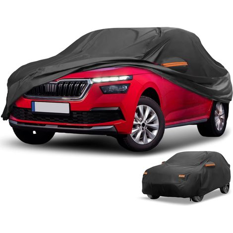 Housse Voiture Étanche pour Karoq 2017-2025 1pc  Couleur Noir, Matériau 190T-PU, Dimensions 450x185x140cm, Toutes Saisons Anti-Uv Pluie, Fermeture Éclair (1/5)