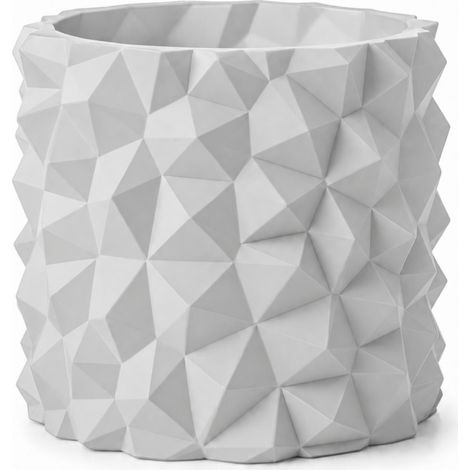 Vaso per piante moderno e minimalista con effetto pietra grigia.
