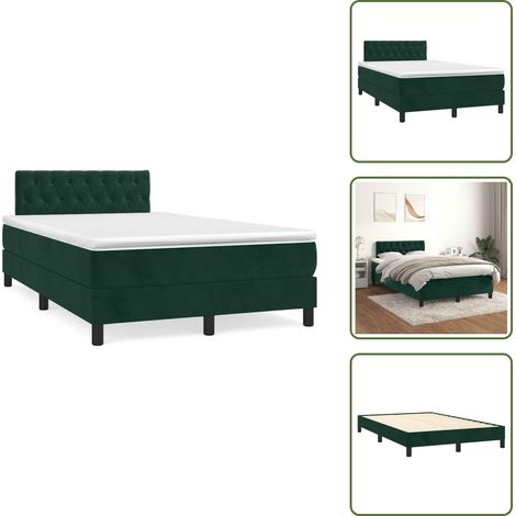 Letto con materasso a molle insacchettate - vidaXL Giroletto a Molle con Materasso Verde Scuro 120x190 cm Velluto - Letto con velluto