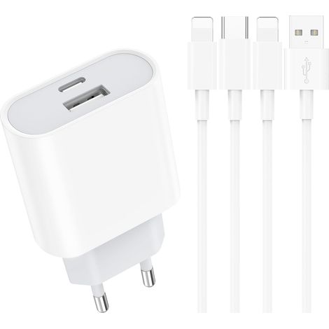 Chargeur Rapide for iPhone - 20W USB C Prise avec 2M Câble Compatible for iPhone 14 13 12 11 Pro Max Plus Mini XS XR X SE 8 7 6S 5S USBC Secteur Mural Adaptateur Alimentation Type C Tête