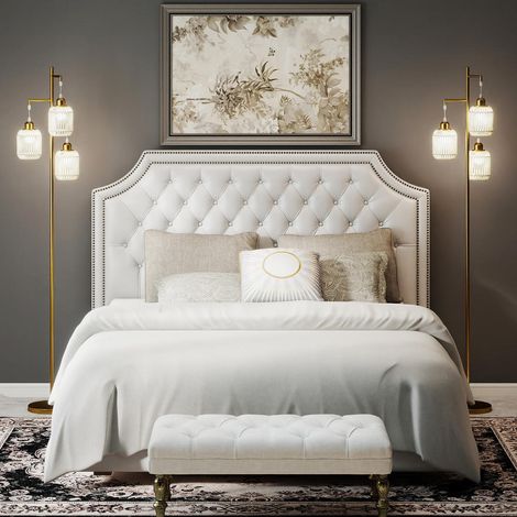 Interrupteur au pied, lampe sur pied 173 cm à 3 abat-jour en papier tressé, lumière douce salon chambre (1/5)