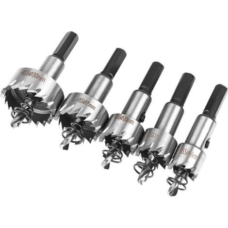 Jeu de scies cloches, 5 pièces scies cloches cobalt HSS 16/18,5/20/25/30 mm, scies cloches en acier rapide alliage, acier, acier inoxydable, convient pour bois, plastique, métal (1/3)