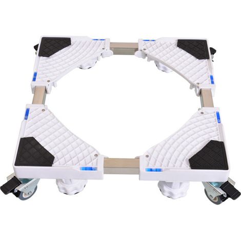 Support pour lave-linge/sèche-linge Mufunye, base pour réfrigérateur/lave-linge/sèche-linge, longueur réglable 47-69 cm, charge maximale 150 kg, réduction du bruit, noir et blanc (1/5)