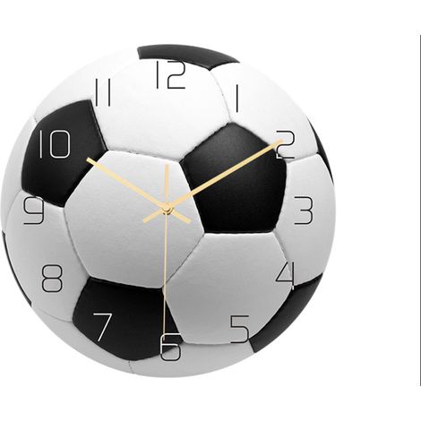 Horloge murale ronde de ballon de sport de football faite de matériel acrylique mouvement silencieux horloge murale de décor à la maison (1/4)