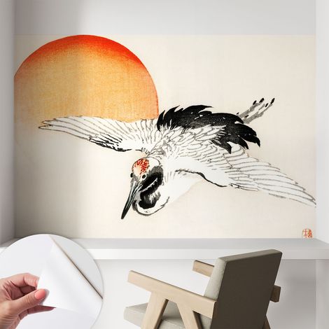 Selbstklebend Tapete - abwaschbar - Arbeitszimmer - Esszimmer- Top Qualität Eleganter Kranich 104x70 cm (1/5)