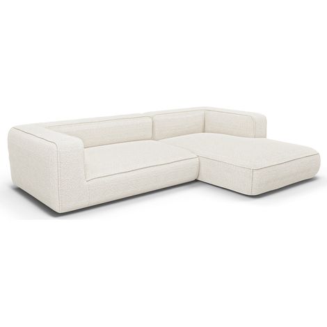 Canapé d'angle droit 5 places en tissu bouclette crème SOFIA (1/5)