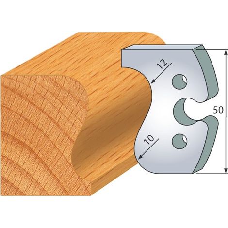 Leman – Jeu de 2 fers main courante rayon 12 mm – Réaffûtables – Pour profilage sur bois massif – Hauteur 50 mm – Épaisseur 5.5 mm