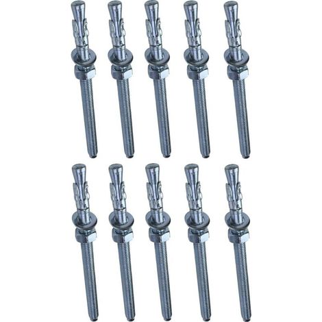10x Screw Anchor Bolt with Long Thread, Expansion Bolt - M8x120mm - Galvanized Steel - for Concrete, Stone (1/4)