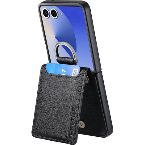 Hülle mit Kartenfächern und Ring für Samsung Galaxy Z Flip7 – schwarz (1/5)