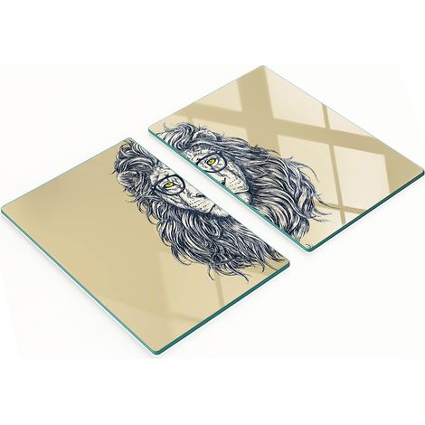 Tavole decorative multifunzionali da cucina in legno temperato con motivo leone hipster, 2x40x52 cm (1/5)