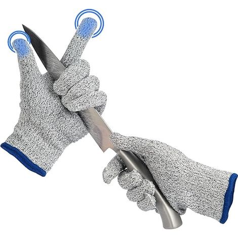 1 paire de gants résistants aux coupures avec points en silicone antidérapants/écran tactile–Niveau 5–Protection anti-coupure(M) (1/5)
