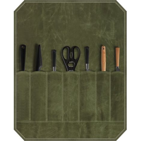 Estuche portátil para cuchillos con 7 ranuras,bolsa portátil para cuchillos de chef de 55x45 cm,bolsa de lona encerada para cuchillos de chef (1/5)