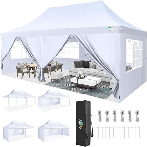 Faltpavillon 3x6m wasserdicht mit 6 Seitenwänden UV-Schutz 50+ stabil (1/5)