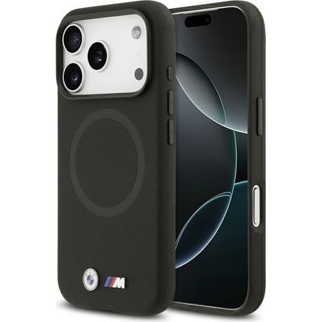 Coque MagSafe BMW M FW en métal avec logo pour iPhone 17 Pro Max, noire (1/5)