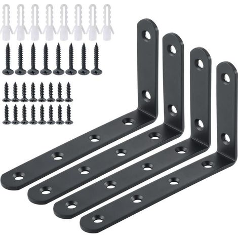 4pcs Metal Wall Mounted Shelf Brackets, Console Corner Braces for Hanging Shelves, 125mm x 75mm-Wall Shelf (1/5)