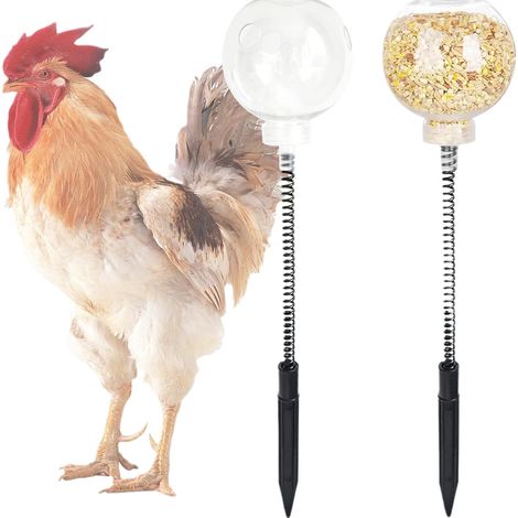 Lot de 2 Jouets d'Enrichissement pour Poules - Mangeoire Balançoire et Distributeur Lent Compatible (1/4)