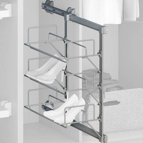 Porta scarpe estraibile per interno armadio, Acciaio e plastica, Grigio metallizzato 7913725 EMUCA (1/4)