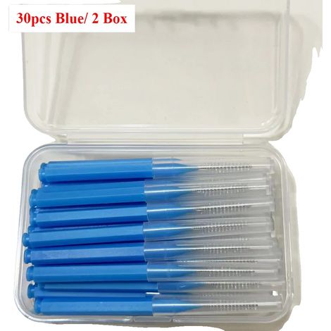 Cepillos interdentales, 30 unidades, diseño ergonómico, 30 unidades, color azul, 2 cajas. (1/2)