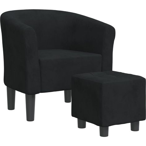 Poltrona lounge seduta comoda design moderno con poggiapiedi in velluto nero DEC026431
