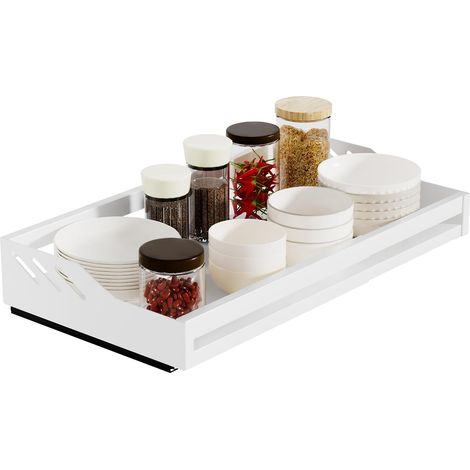 Tiroir Coulissant Cuisine, (39-60) x32x10.6 cm, Blanc (1/5)