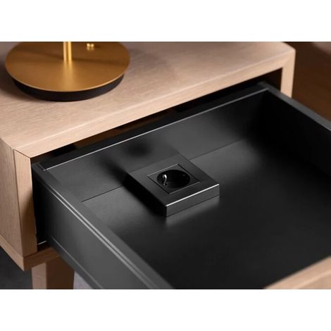 Kit d'électrification de tiroir AMPEROS AC BLUM - Bloc prise - Noir mat - -