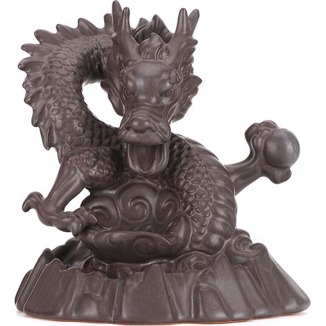 Encensoir dragon en céramique, brûle-encens à reflux, décoration intérieure orientale, support pour bâtons d'encens (Dragon) (1/5)