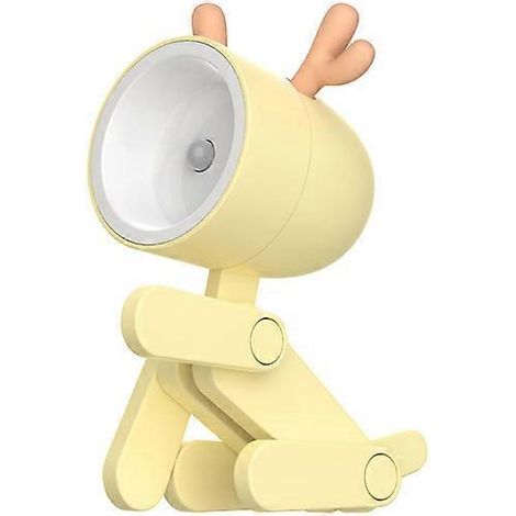 Veilleuse LED jaune en forme d'élan, mini lampe mignonne en forme d'animal de compagnie, cadeau pour étudiant, lampe de bureau pliable en forme d'animal de dessin animé, décoration pour chambre d'enfa (1/5)