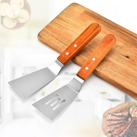 Lot de 2 Spatules Métalliques Inox pour Crêpes, Accessoires de Cuisson au Grill, Palette Retourneur Pâtisserie