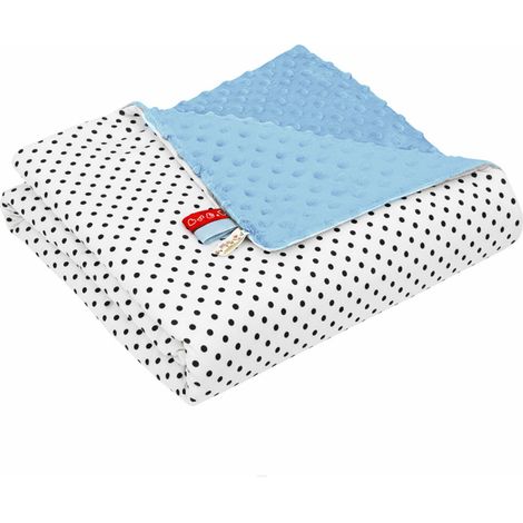 Manta Minky de 75x100 cm (azul + puntos negros) (1/3)