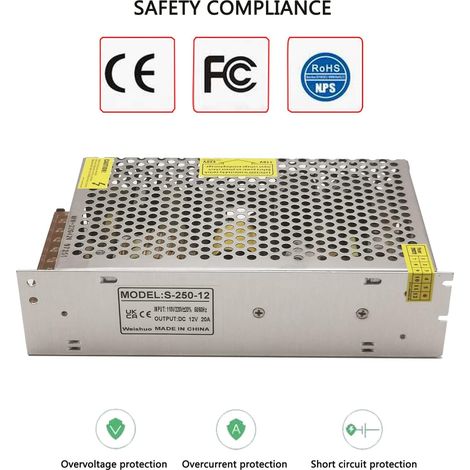 DC 12V Alimentation à Découpage AC 110V / 220V à DC 12V 20A 240W Transformateur pour CCTV, Lumières LED (1/4)