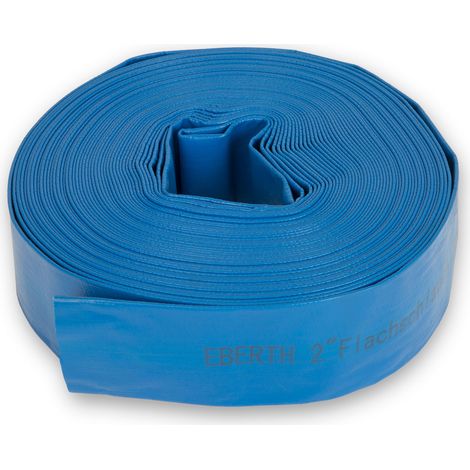 Manguera plana 2" azul PVC 30m flexible jardín riego bomba agua 52mm EBERTH