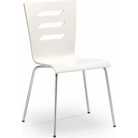 Chaise blanche avec pieds en métal chromé RIGEL (1/5)