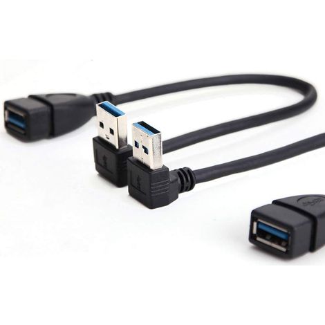 Câble d'extension de données USB 3.0 SuperSpeed mâle vers femelle, coudé vers le haut et vers le bas, 2 pièces par câble USB (1/5)