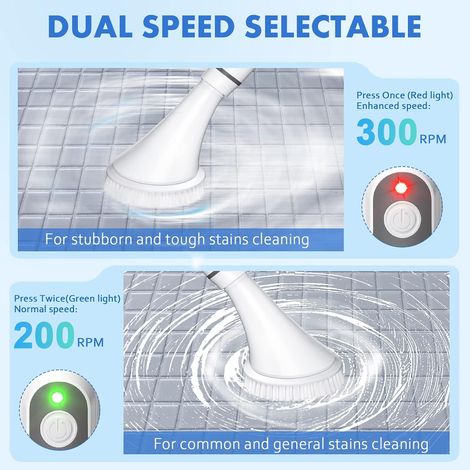Brosse de nettoyage électrique - Brosse de nettoyage de salle de bain, épurateur électrique avec 6 têtes de brosse, brosse de nettoyage sans fil pour tasses, douche, carrelage(1pc) (1/4)