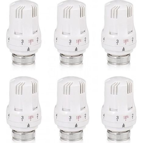 Tête Thermostatique de Radiateur - 6 Pièces, M30 X 1,5 pour Maison et Bureau (1/4)