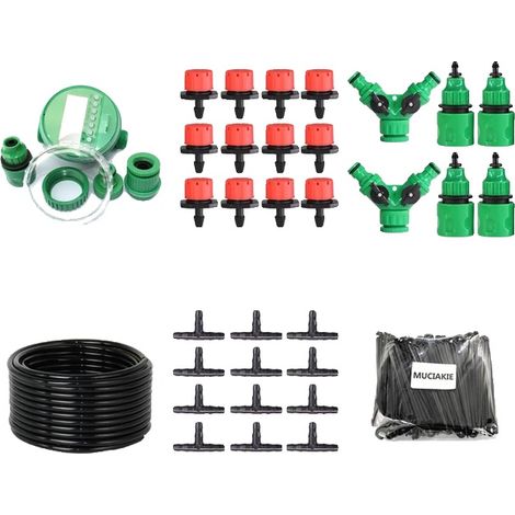Système d'irrigation goutte à goutte DIY, Débit d'eau réglable, Kit de jardin complet, M kit (1/2)