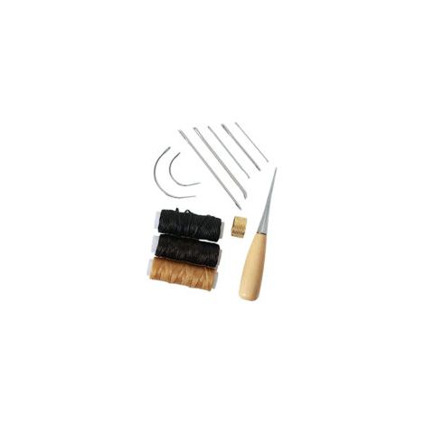 12-teiliges Lederhandwerks-Werkzeugset: Nähnadeln, Garn, Wachsschnur, Nähahle, DIY-Lederreparatur, Modell: 12-teilig – Crezuo (1/4)