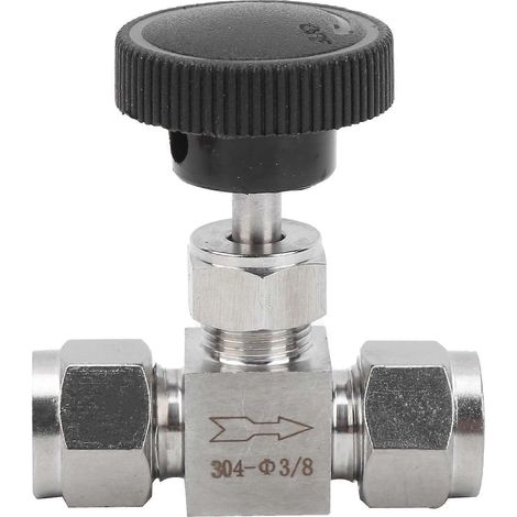 Vanne à aiguille haute pression 2 voies en acier inoxydable 304 pour contrôle de débit (eau, gaz, liquide) 3/8 YEMAA (1/4)