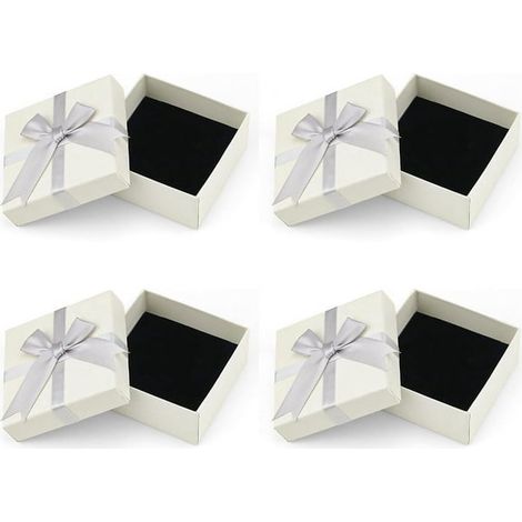 Coffret cadeau bijoux 4 pièces avec ruban, boîtes à bagues élégantes pour rangement accessoires (1/5)